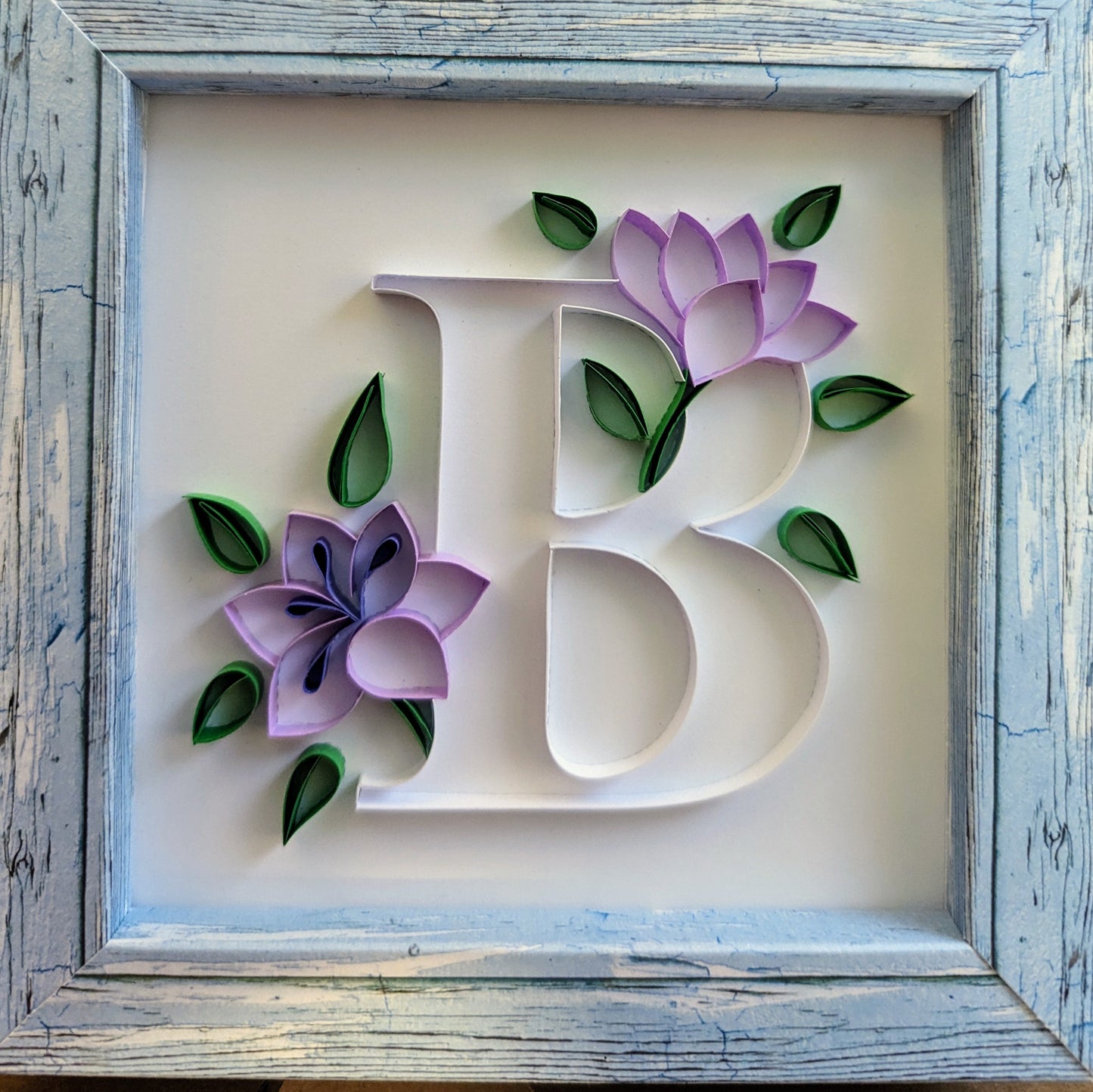 Small 6" x 6" framed floral initial
