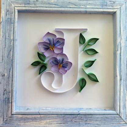 Small 6" x 6" framed floral initial