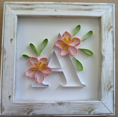 Small 6" x 6" framed floral initial