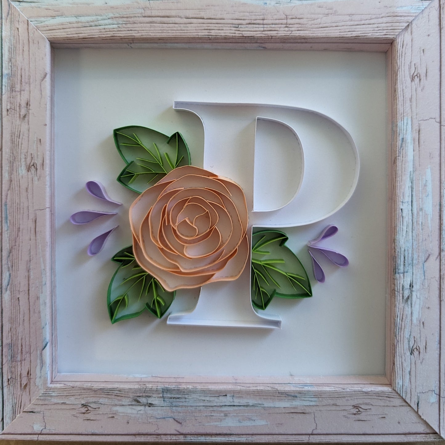 Small 6" x 6" framed floral initial