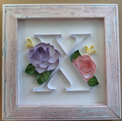 Small 6" x 6" framed floral initial