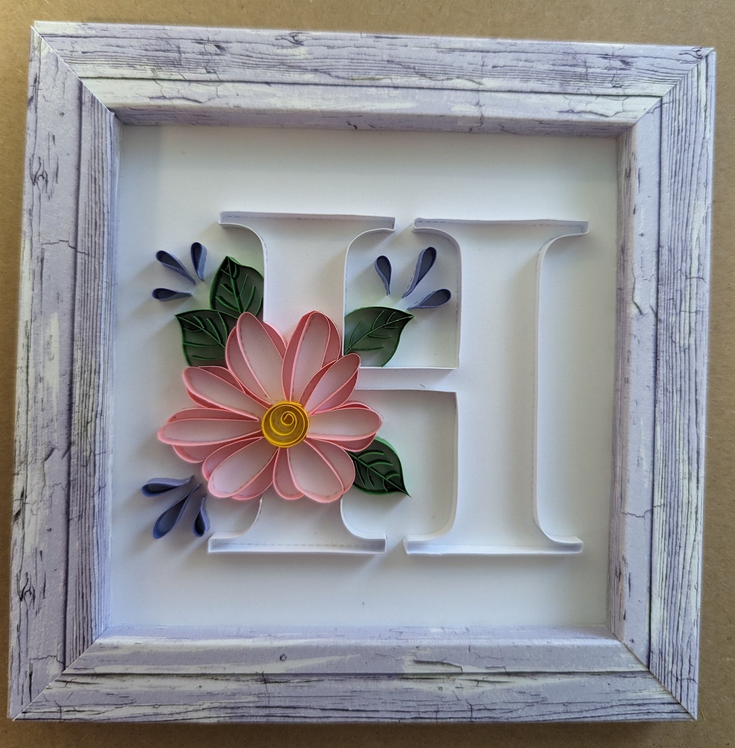 Small 6" x 6" framed floral initial