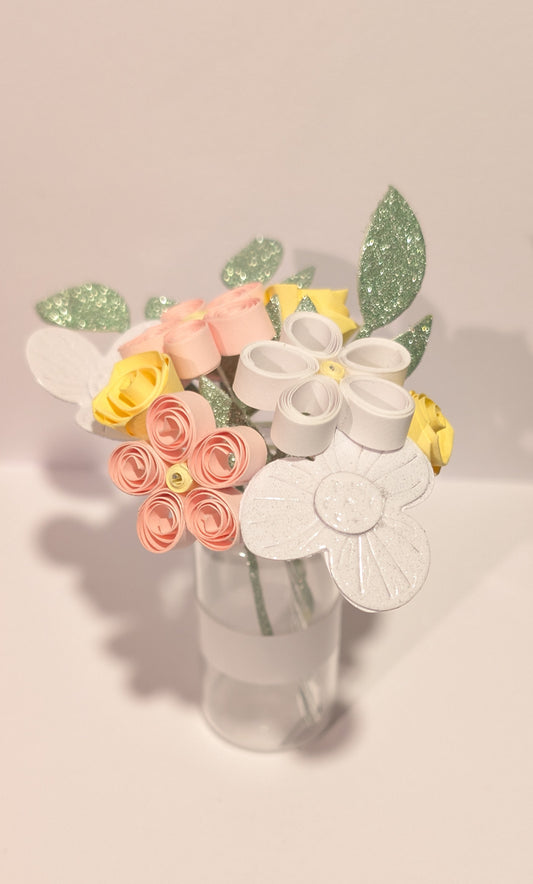 Glass Vase with paper flowers