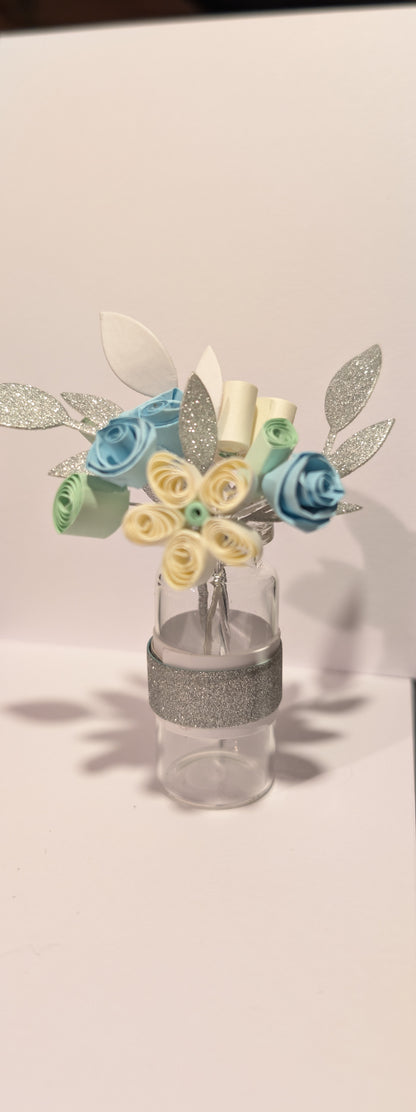 Glass Vase with paper flowers